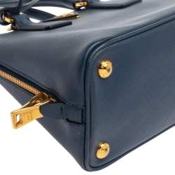 Pre Owned Prada Blue Saffiano Lux Leather Small Promenade Satchel