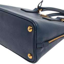 Pre Owned Prada Blue Saffiano Lux Leather Small Promenade Satchel