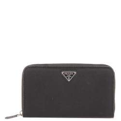 PRADA Black Nylon Zip Around Wallet