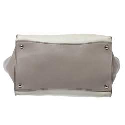 مملوكة مسبقًا Prada White/Grey Leather Twin Pocket Double Handle Tote