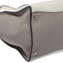 مملوكة مسبقًا Prada White/Grey Leather Twin Pocket Double Handle Tote