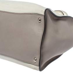 مملوكة مسبقًا Prada White/Grey Leather Twin Pocket Double Handle Tote