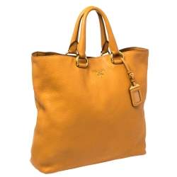 مملوكة مسبقًا Prada Tan Vitello Daino Leather Shopper Tote