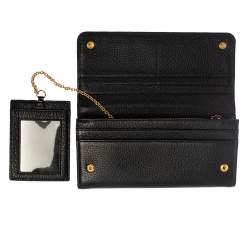 Pre Owned Prada Black Leather Continental Wallet