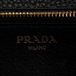 Pre Owned Prada Black Leather Continental Wallet