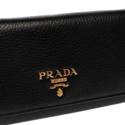 Pre Owned Prada Black Leather Continental Wallet