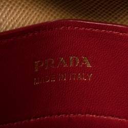 Pre Owned Prada Tan Saffiano Cuir Leather Medium Double Handle Tote