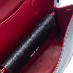 Pre Owned Prada Black Saffiano Lux Leather Turn Lock Top Handle Bag
