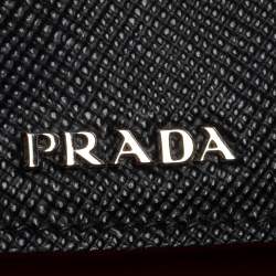 Pre Owned Prada Black Saffiano Lux Leather Turn Lock Top Handle Bag