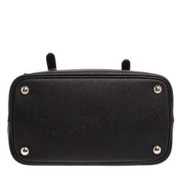Pre Owned Prada Black Saffiano Lux Leather Turn Lock Top Handle Bag