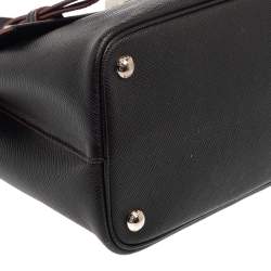 Pre Owned Prada Black Saffiano Lux Leather Turn Lock Top Handle Bag