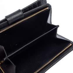 Pre Owned Prada Black Saffiano Leather Wallet French Flap Wallet