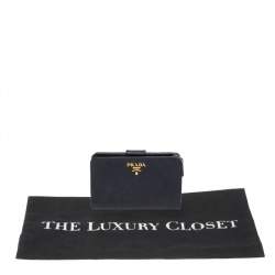 Pre Owned Prada Black Saffiano Leather Wallet French Flap Wallet