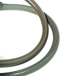 Pre Owned Prada Dusty Blue Saffiano Vernice Leather Frame Tote