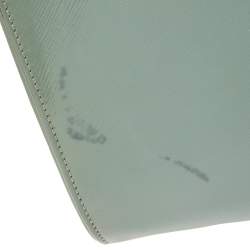 Pre Owned Prada Dusty Blue Saffiano Vernice Leather Frame Tote