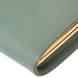 Pre Owned Prada Dusty Blue Saffiano Vernice Leather Frame Tote