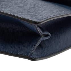 Pre Owned Prada Blue Saffiano Leather Mini Sound Top Handle Bag