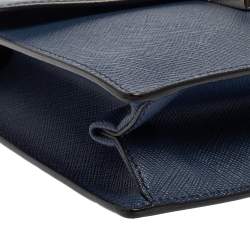 Pre Owned Prada Blue Saffiano Leather Mini Sound Top Handle Bag