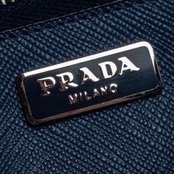 Pre Owned Prada Blue Saffiano Leather Mini Sound Top Handle Bag
