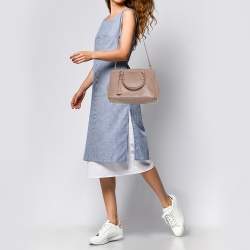 Pre Owned Prada Pink Saffiano Lux Leather Small Galleria Double Zip Tote