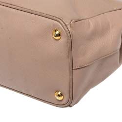Pre Owned Prada Pink Saffiano Lux Leather Small Galleria Double Zip Tote