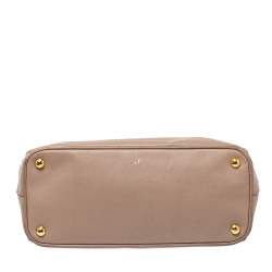 Pre Owned Prada Pink Saffiano Lux Leather Small Galleria Double Zip Tote