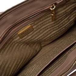 Pre Owned Prada Pink Saffiano Lux Leather Small Galleria Double Zip Tote
