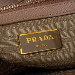 Pre Owned Prada Pink Saffiano Lux Leather Small Galleria Double Zip Tote