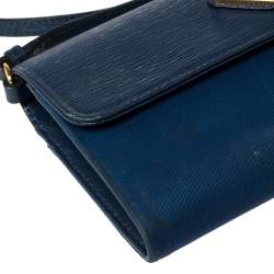 Prada Blue Leather and Nylon Logo Flap Wallet on Strap