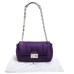 Prada Purple Nylon Bomber Chain Shoulder Bag