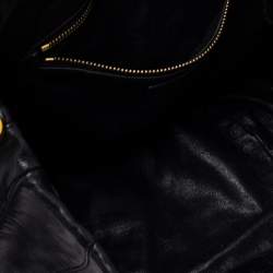 Pre Owned Prada Black Stripes Leather Hobo