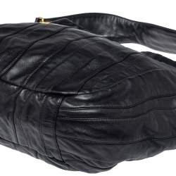 Pre Owned Prada Black Stripes Leather Hobo