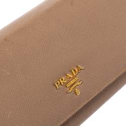 Pre Owned Prada Beige Saffiano Lux Leather Continental Flap Wallet