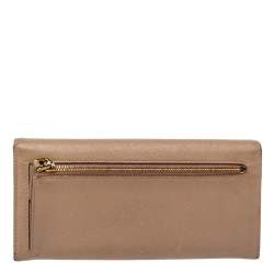 Pre Owned Prada Beige Saffiano Lux Leather Continental Flap Wallet