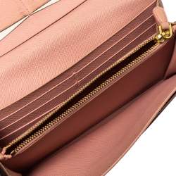 Pre Owned Prada Beige Saffiano Lux Leather Continental Flap Wallet