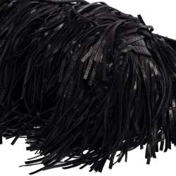 Prada Black Leather Fringe Shoulder Bag