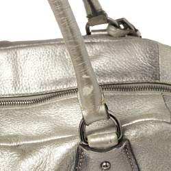 Pre Owned Prada Metallic Silver Cervo Antik Leather Bauletto Bag