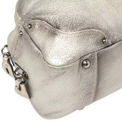 Pre Owned Prada Metallic Silver Cervo Antik Leather Bauletto Bag