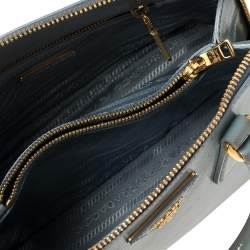 Pre Owned Prada Blue Saffiano Vernice Leather Small Promenade Satchel
