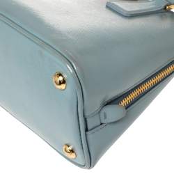 Pre Owned Prada Blue Saffiano Vernice Leather Small Promenade Satchel