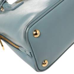 Pre Owned Prada Blue Saffiano Vernice Leather Small Promenade Satchel