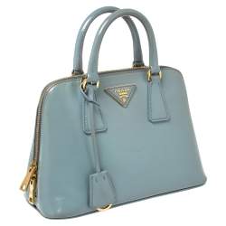 Pre Owned Prada Blue Saffiano Vernice Leather Small Promenade Satchel