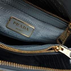 Pre Owned Prada Blue Saffiano Vernice Leather Small Promenade Satchel