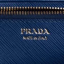 Pre Owned Prada Blue Saffiano Lux Leather Continental Flap Wallet