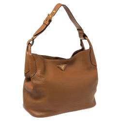 Pre Owned Prada Brown Diano Leather Hobo 