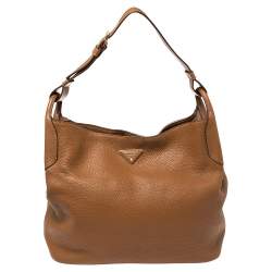 Pre Owned Prada Brown Diano Leather Hobo 