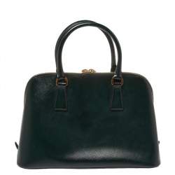 Prada Dark Green Saffiano Lux Patent Leather Medium Promenade Tote