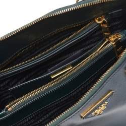 Prada Dark Green Saffiano Lux Patent Leather Medium Promenade Tote