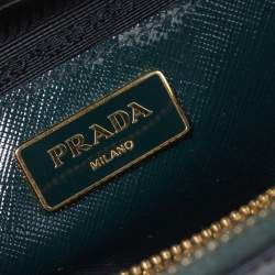 Prada Dark Green Saffiano Lux Patent Leather Medium Promenade Tote