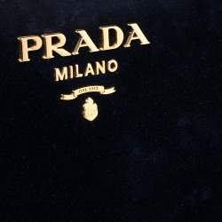 Pre Owned Prada Navy Blue Velvet Frame Top Handle Bag